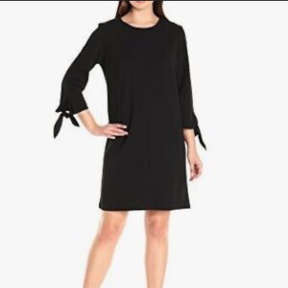 RN Studio Ronni Nicole Black Midi Dress Sleeve Ties Women’s Size 10